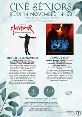 CINÉ SENIOR – JEUDI 14 NOVEMBRE  2024