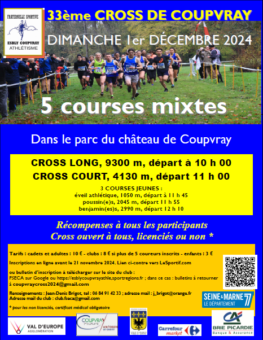 33e édition du Cross de Coupvray Dimanche 1er décembre 2024