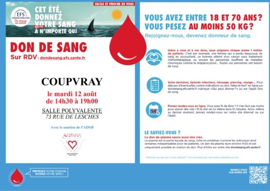 COLLECTE DE SANG - MARDI 12 AOÛT