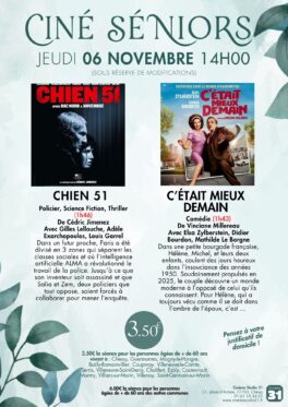 CINÉ SENIORS - JEUDI 06 NOVEMBRE