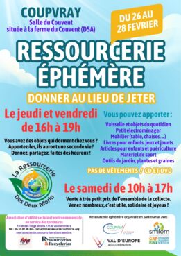 RESSOURCERIE ÉPHÉMÈRE : JEUDI 26 AU SAMEDI 28 FÉVRIER