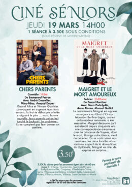 CINE SENIORS :  SEANCE DU 19 MARS 2026