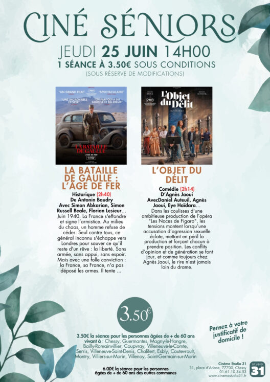 CINE SENIORS- JEUDI 25 JUIN 2026